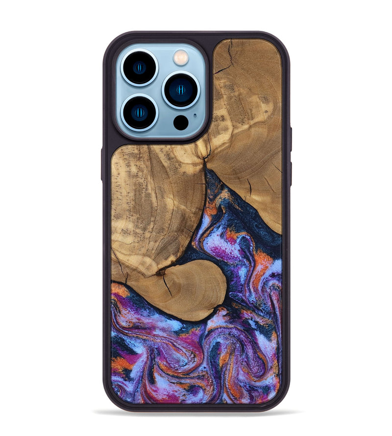 iPhone 14 Pro Max Wood Phone Case - Jesica (Blue, 808892)