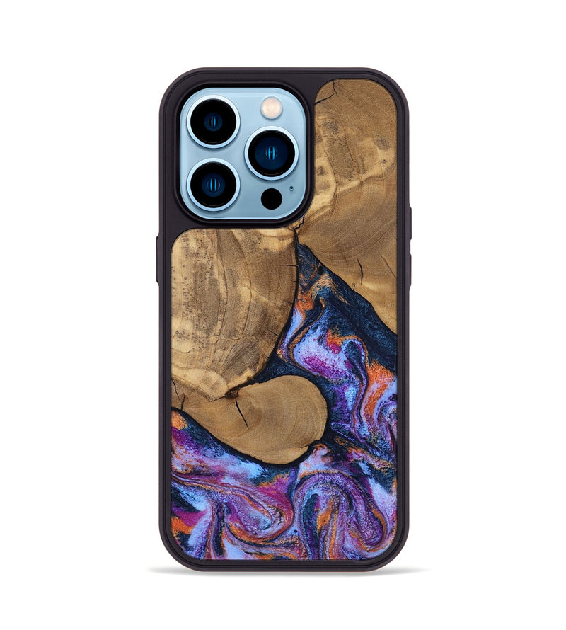 iPhone 14 Pro Wood Phone Case - Jesica (Blue, 808892)