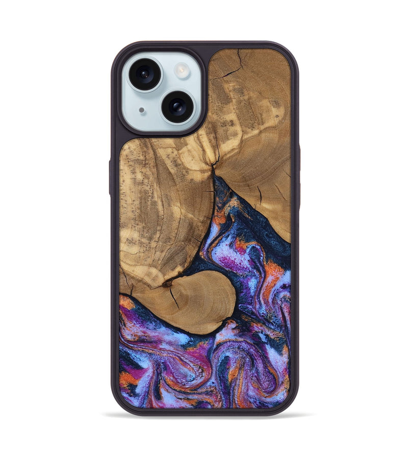 iPhone 15 Wood Phone Case - Jesica (Blue, 808892)