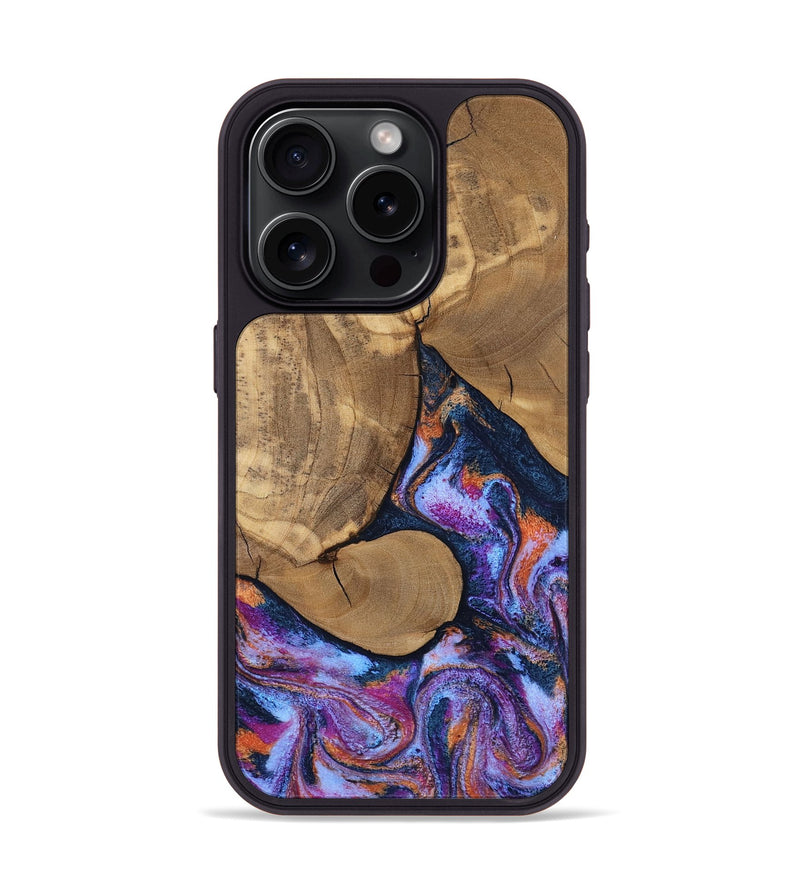 iPhone 15 Pro Wood Phone Case - Jesica (Blue, 808892)