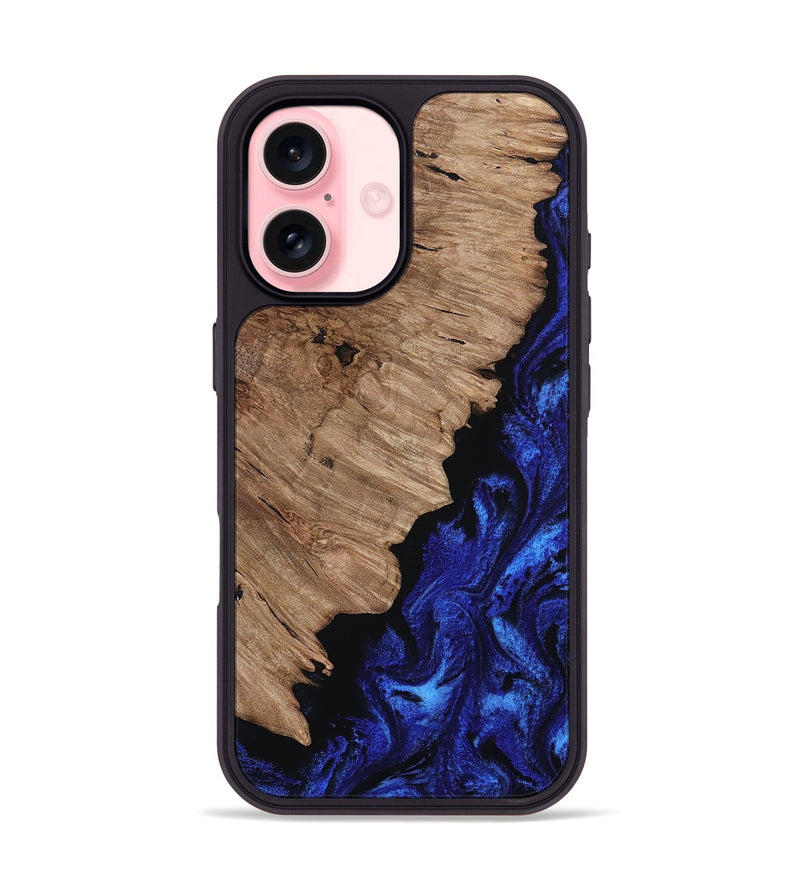 iPhone 16 Wood Phone Case - Jan (Blue, 808894)
