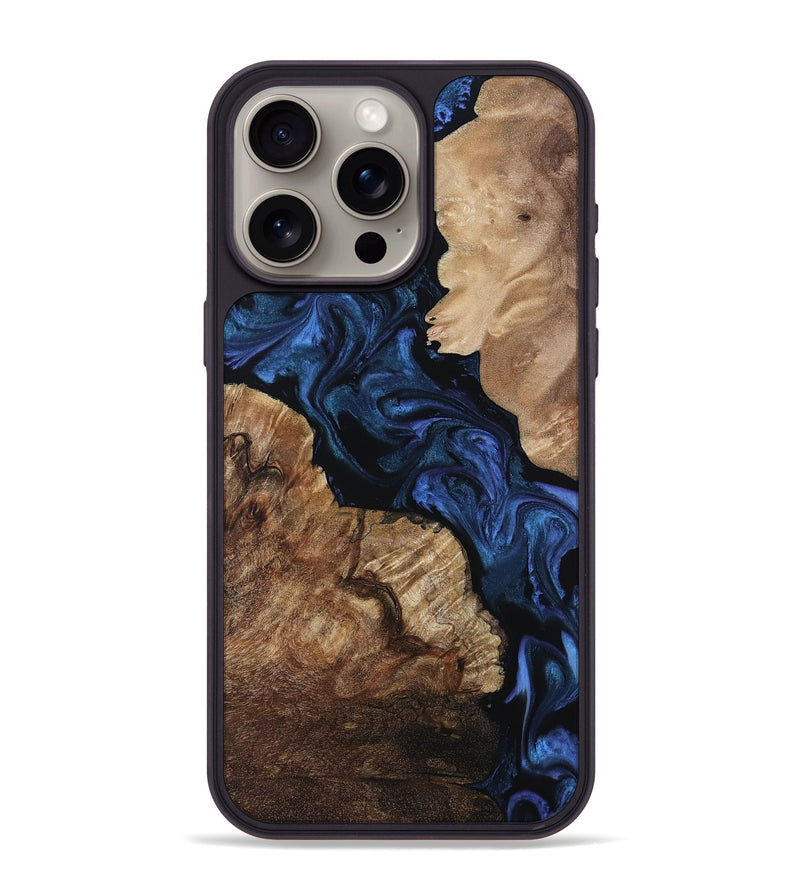 iPhone 15 Pro Max Wood Phone Case - Hester (Blue, 808895)