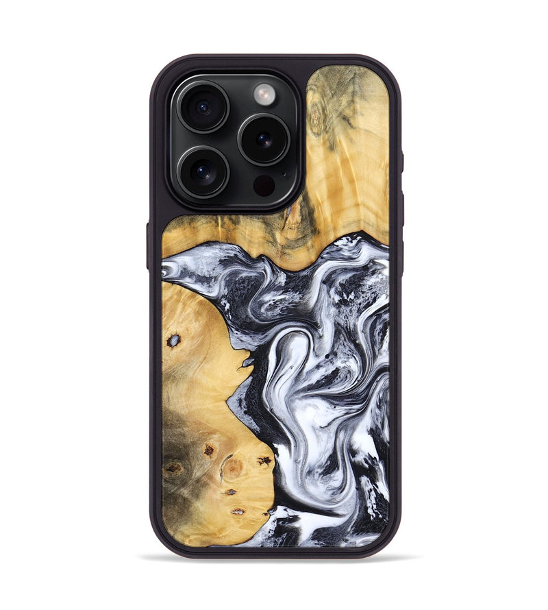 iPhone 15 Pro Wood Phone Case - Nallely (Black & White, 808914)