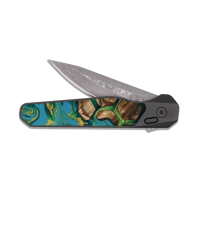 EDC Dark Damascus Wood Pocket Knife - Cal (Pattern, 808919)
