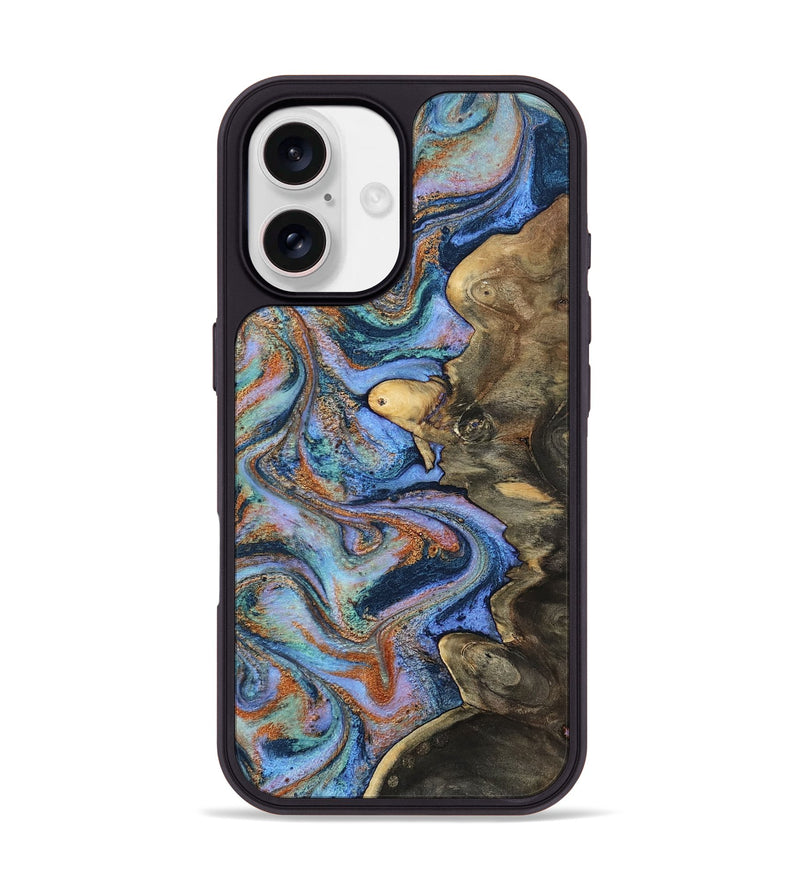 iPhone 17 Wood Phone Case - Dejah (Teal & Gold, 808927)