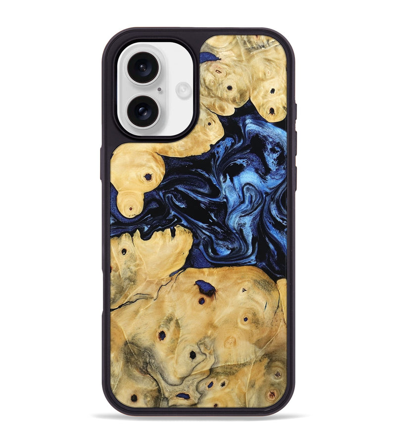 iPhone 16 Plus Wood Phone Case - Edmund (Blue, 808948)