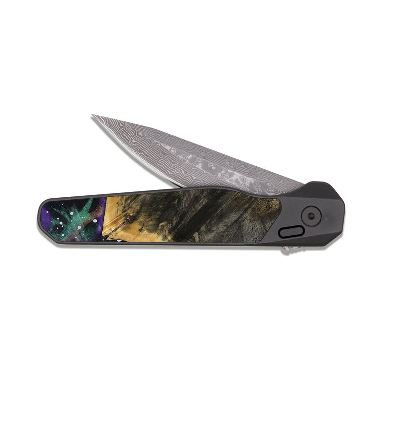 EDC Dark Damascus Wood Pocket Knife - Cary (Cosmos, 808987)
