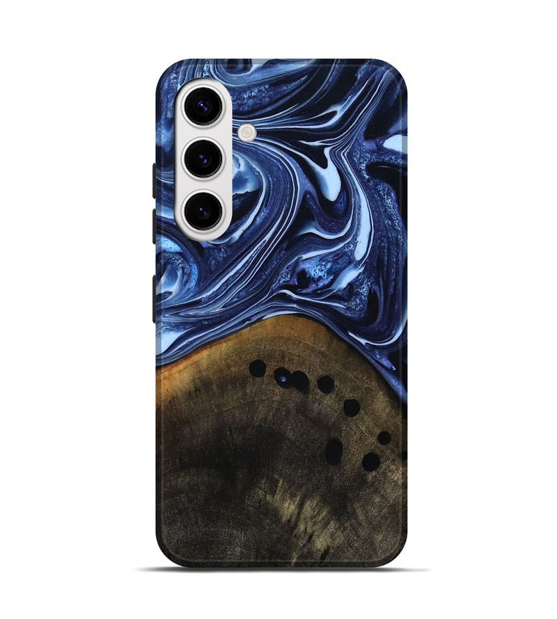 Galaxy S25 Wood Live Edge Phone Case - Loraine (Blue, 808991)