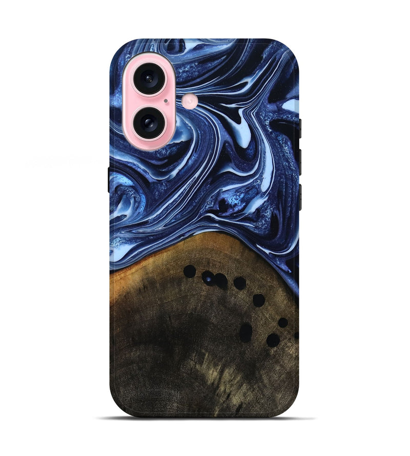 iPhone 17 Wood Live Edge Phone Case - Loraine (Blue, 808991)