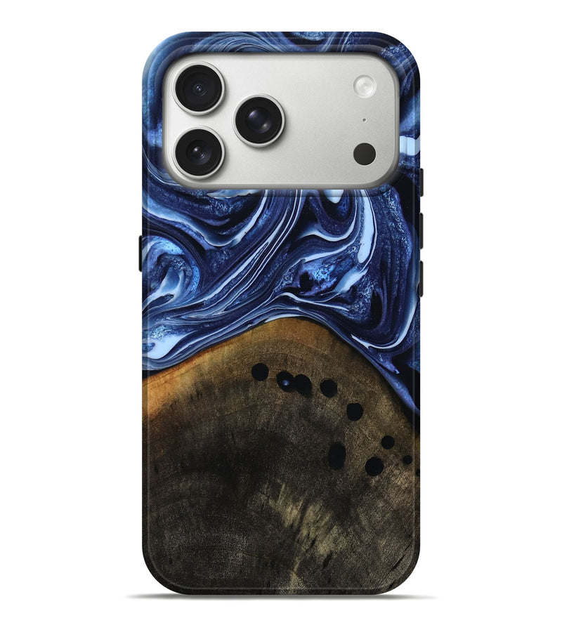 iPhone 17 Pro Max Wood Live Edge Phone Case - Loraine (Blue, 808991)