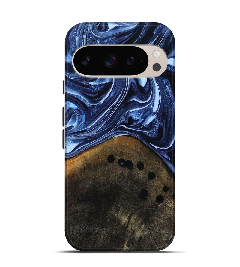 Pixel 9 Pro Wood Live Edge Phone Case - Loraine (Blue, 808991)