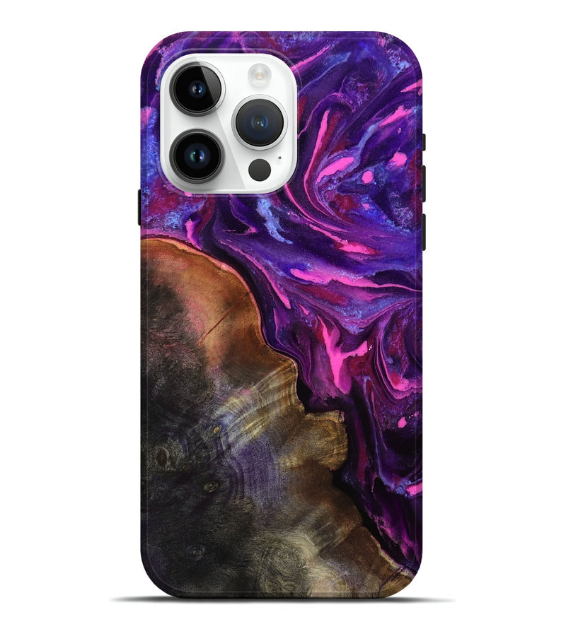 iPhone 15 Pro Max Wood Live Edge Phone Case - Garnett (Purple, 809004)