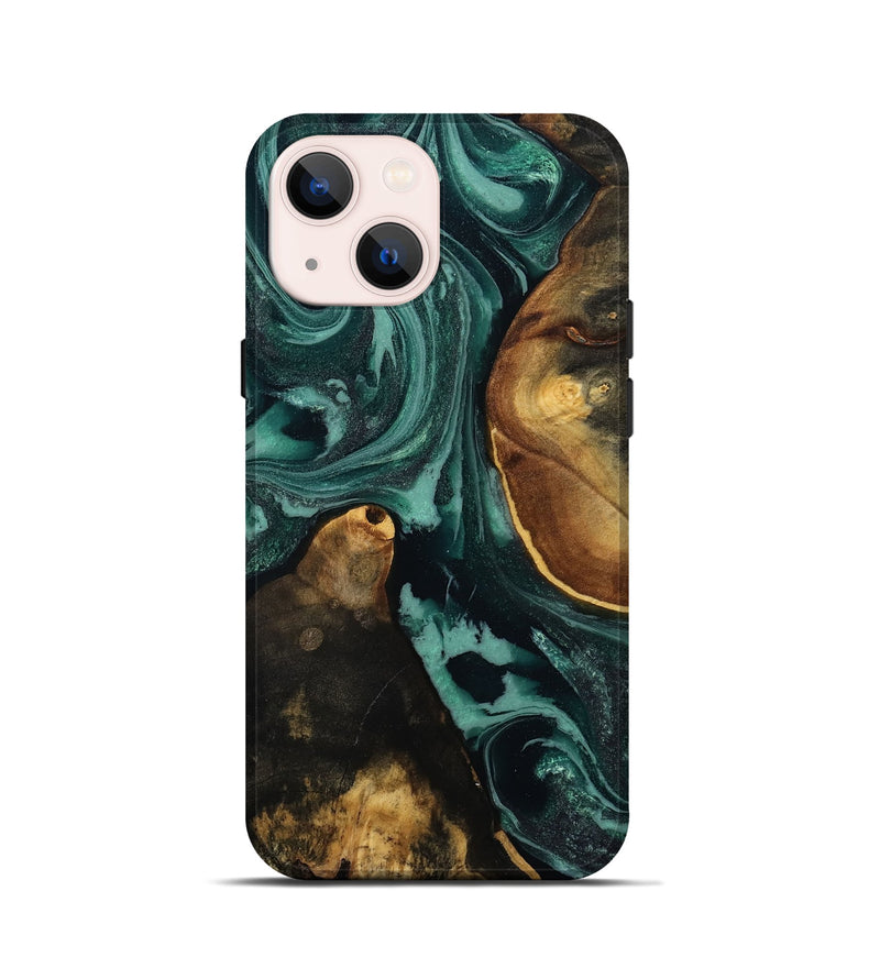 iPhone 13 mini Wood Live Edge Phone Case - Jamir (Green, 809011)