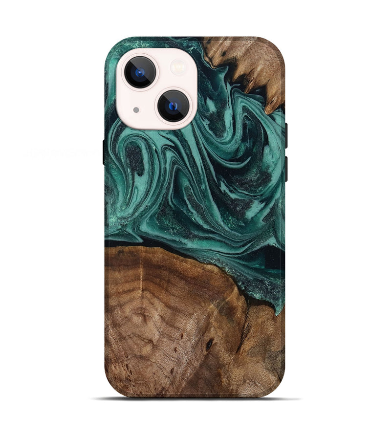 iPhone 13 Wood Live Edge Phone Case - Jaquan (Green, 809029)