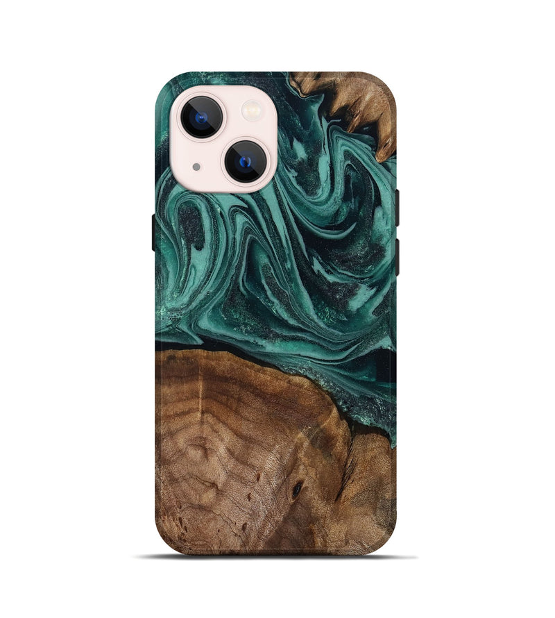 iPhone 13 mini Wood Live Edge Phone Case - Jaquan (Green, 809029)