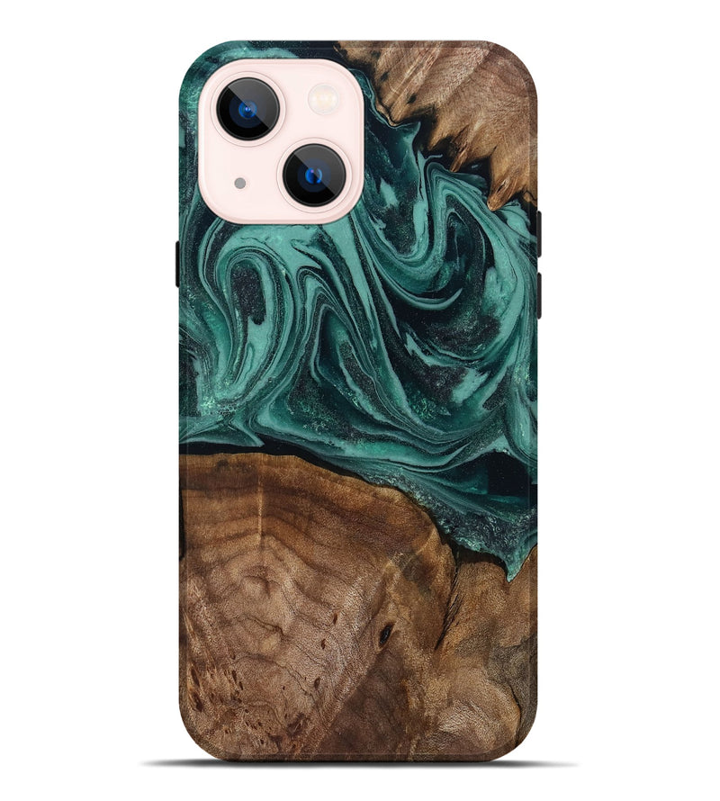 iPhone 14 Plus Wood Live Edge Phone Case - Jaquan (Green, 809029)