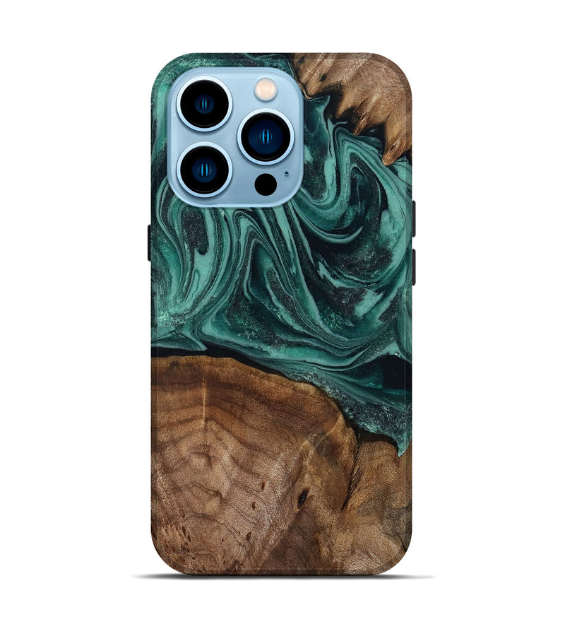 iPhone 14 Pro Wood Live Edge Phone Case - Jaquan (Green, 809029)