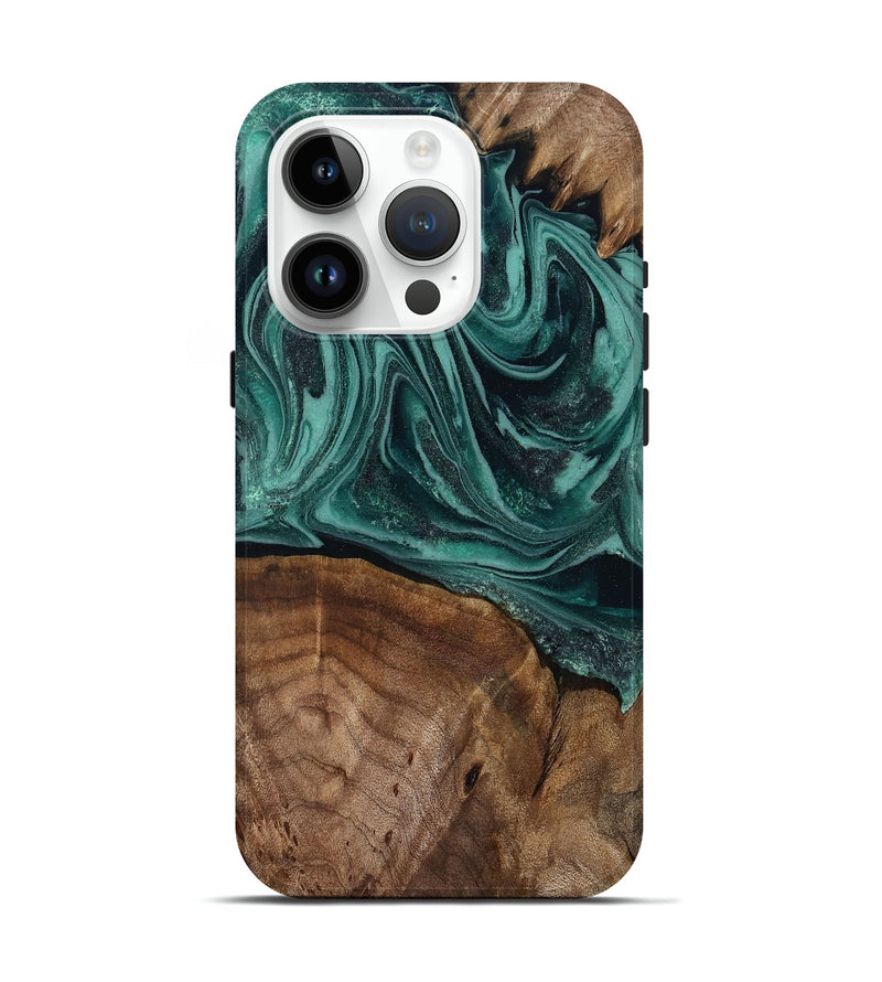 iPhone 15 Pro Wood Live Edge Phone Case - Jaquan (Green, 809029)