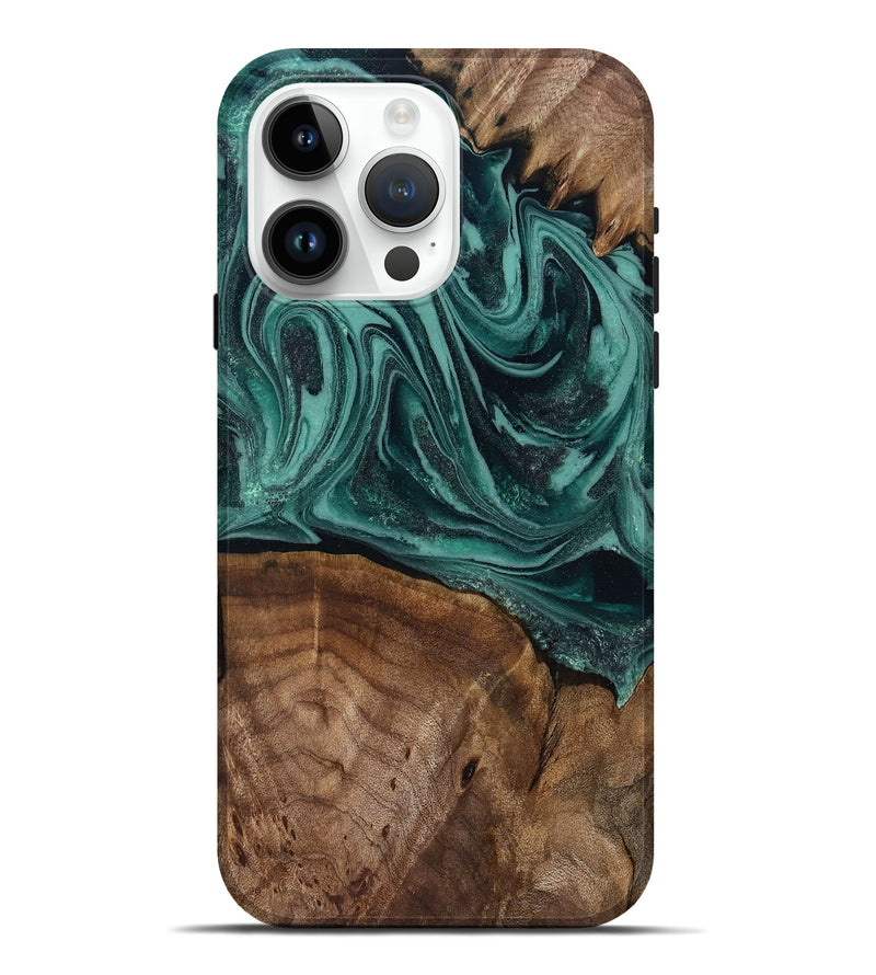 iPhone 15 Pro Max Wood Live Edge Phone Case - Jaquan (Green, 809029)