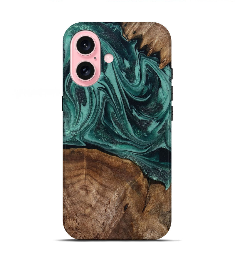 iPhone 16 Wood Live Edge Phone Case - Jaquan (Green, 809029)