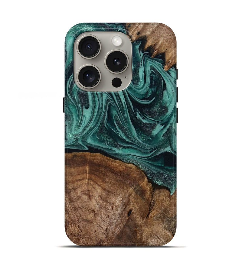 iPhone 16 Pro Wood Live Edge Phone Case - Jaquan (Green, 809029)