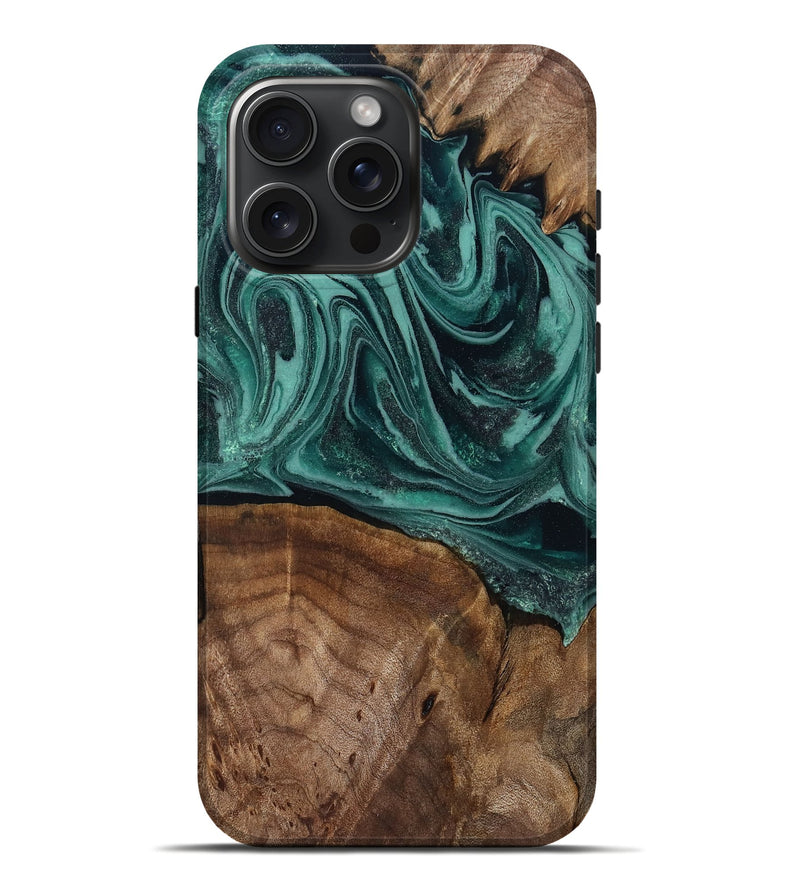 iPhone 16 Pro Max Wood Live Edge Phone Case - Jaquan (Green, 809029)