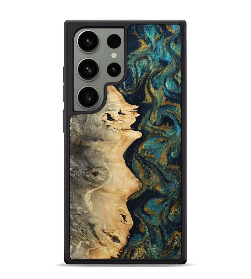 Galaxy S24 Ultra Wood Phone Case - Frances (Teal & Gold, 809039)