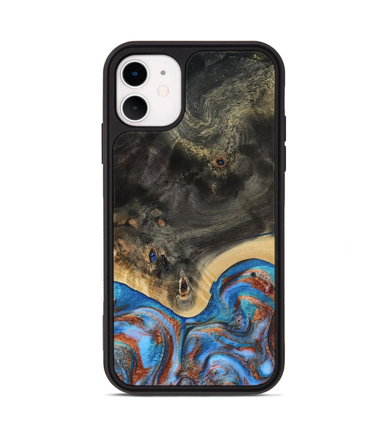 iPhone 11 Wood Phone Case - Harris (Teal & Gold, 809040)