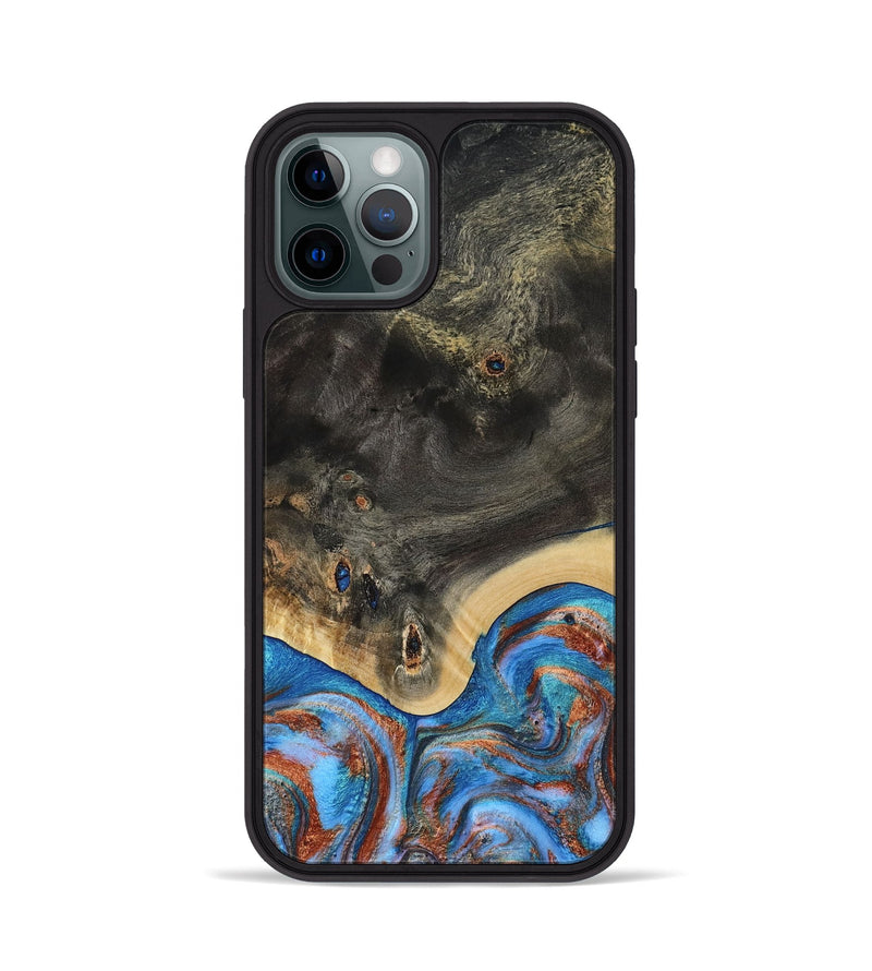 iPhone 12 Pro Wood Phone Case - Harris (Teal & Gold, 809040)