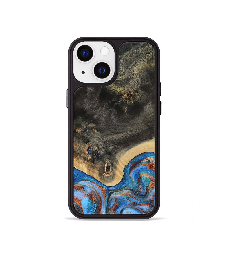 iPhone 13 mini Wood Phone Case - Harris (Teal & Gold, 809040)