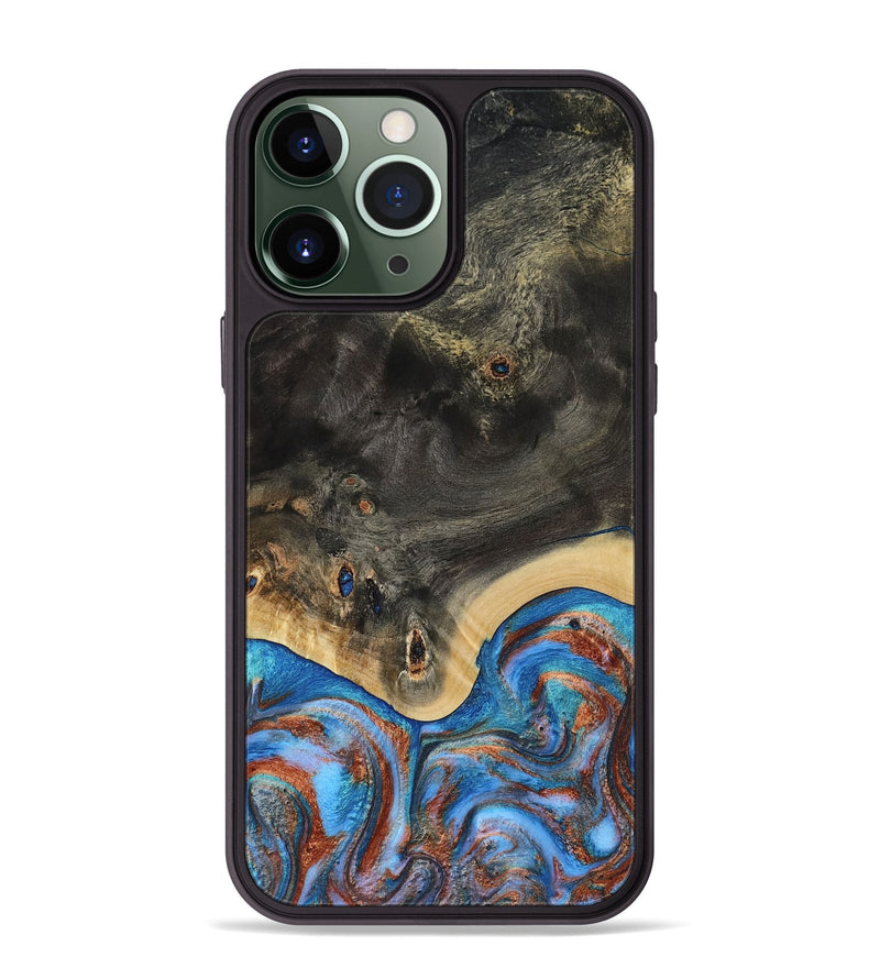 iPhone 13 Pro Max Wood Phone Case - Harris (Teal & Gold, 809040)