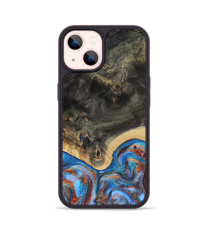 iPhone 14 Wood Phone Case - Harris (Teal & Gold, 809040)