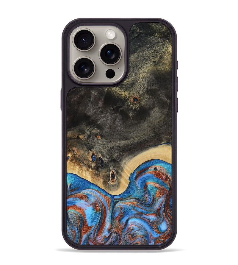 iPhone 15 Pro Max Wood Phone Case - Harris (Teal & Gold, 809040)