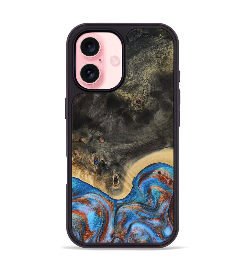 iPhone 16 Wood Phone Case - Harris (Teal & Gold, 809040)