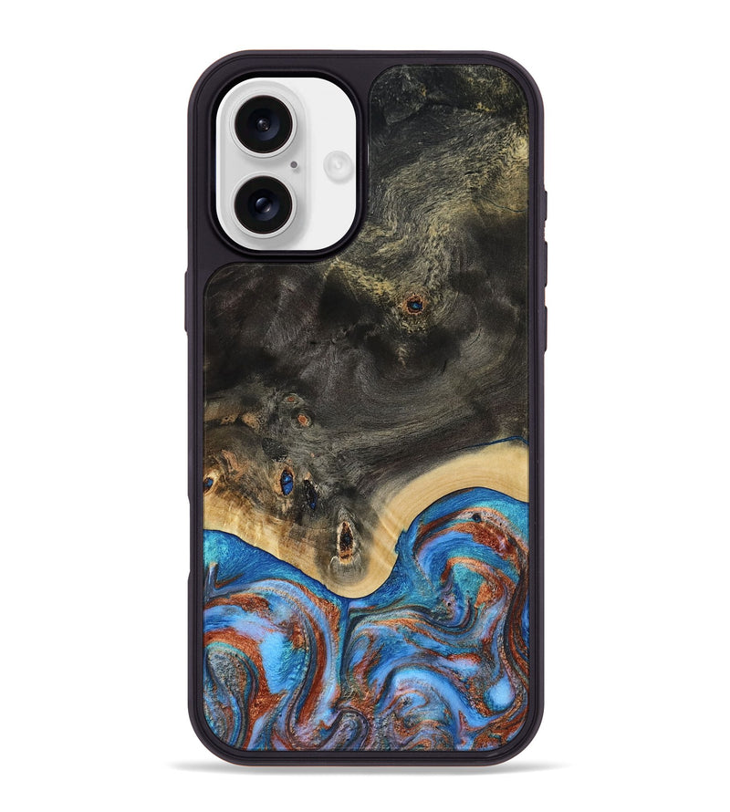 iPhone 16 Plus Wood Phone Case - Harris (Teal & Gold, 809040)