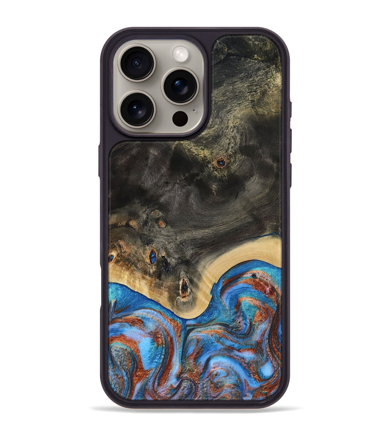 iPhone 16 Pro Max Wood Phone Case - Harris (Teal & Gold, 809040)