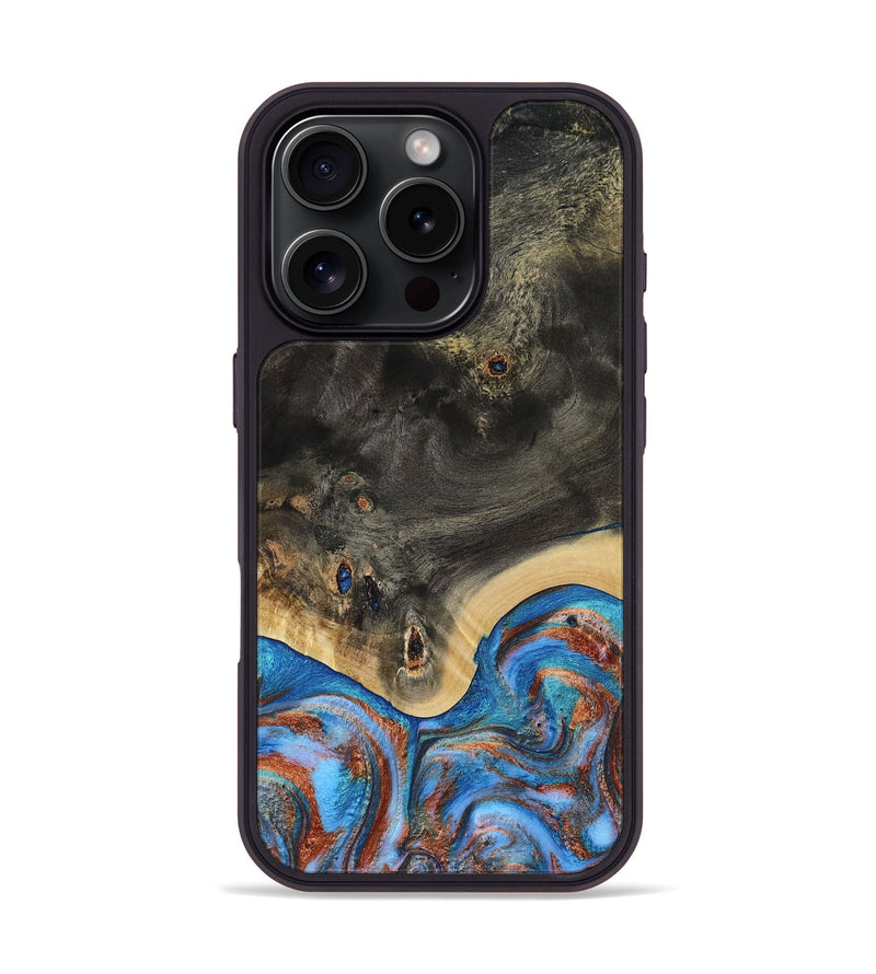 iPhone 16 Pro Wood Phone Case - Harris (Teal & Gold, 809040)