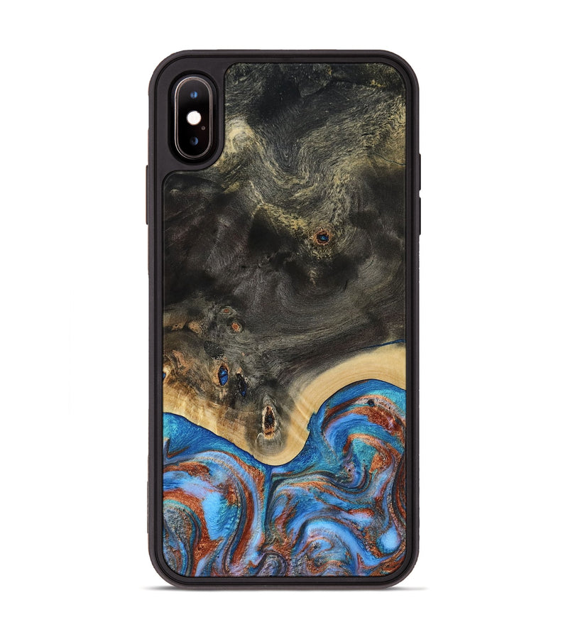 iPhone Xs Max Wood Phone Case - Harris (Teal & Gold, 809040)