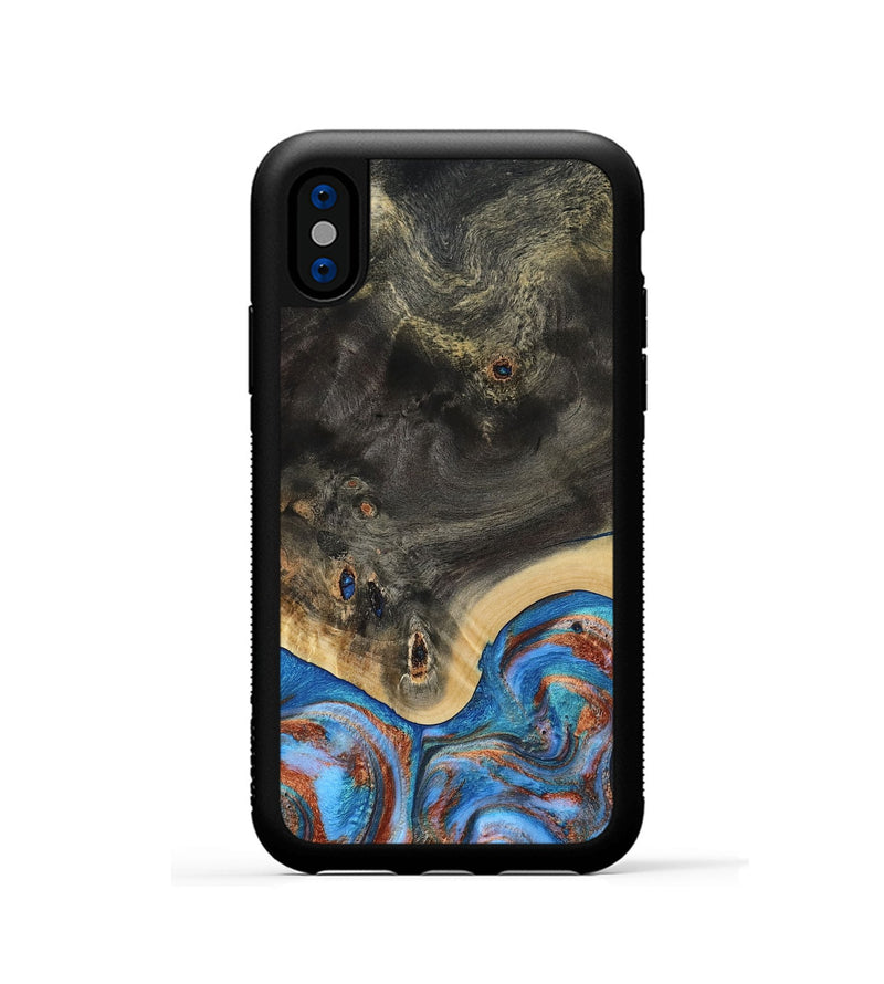 iPhone Xs Wood Phone Case - Harris (Teal & Gold, 809040)