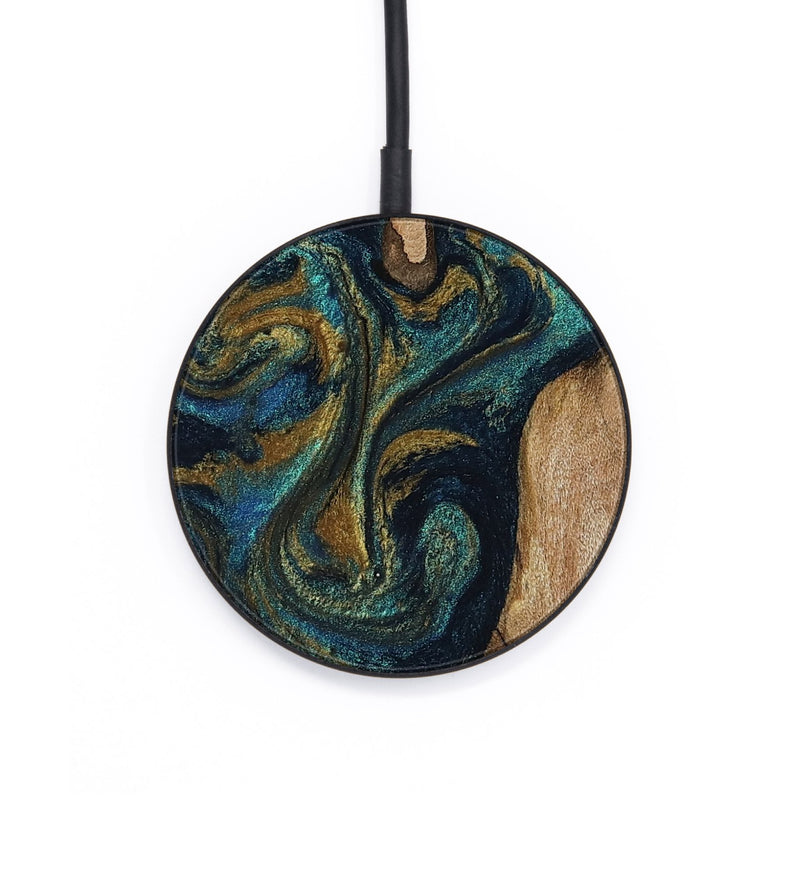 Circle Wood Wireless Charger - Alvah (Teal & Gold, 809044)