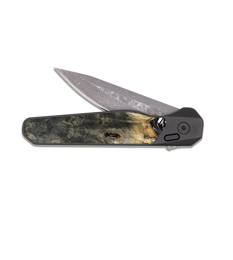 EDC Dark Damascus Wood Pocket Knife - Kesha (Black & White, 809055)