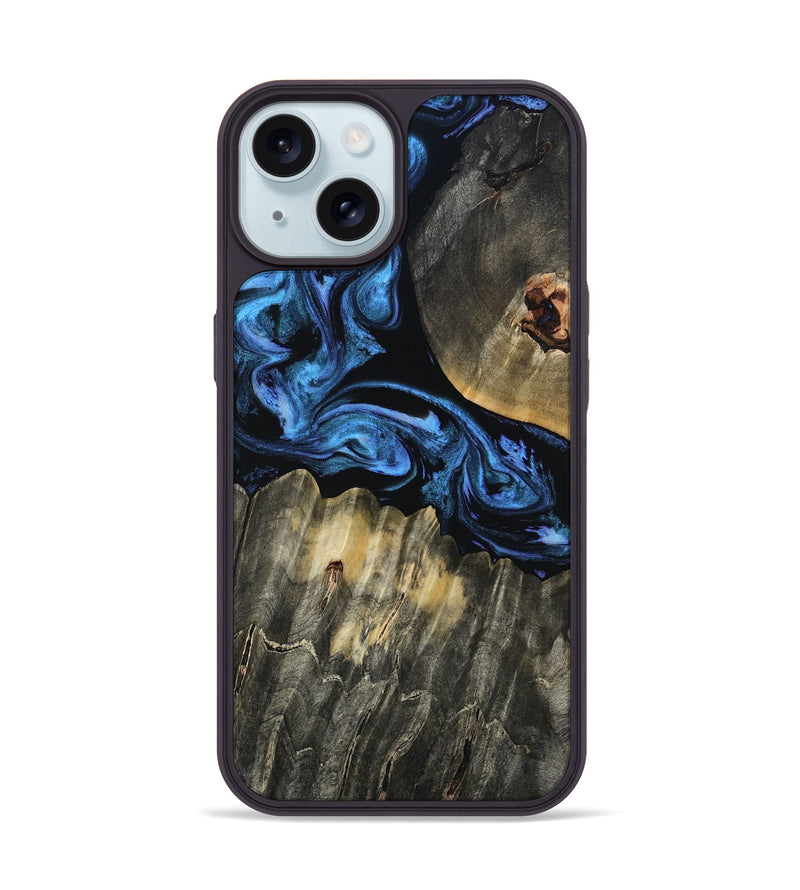 iPhone 15 Wood Phone Case - Theron (Blue, 809092)