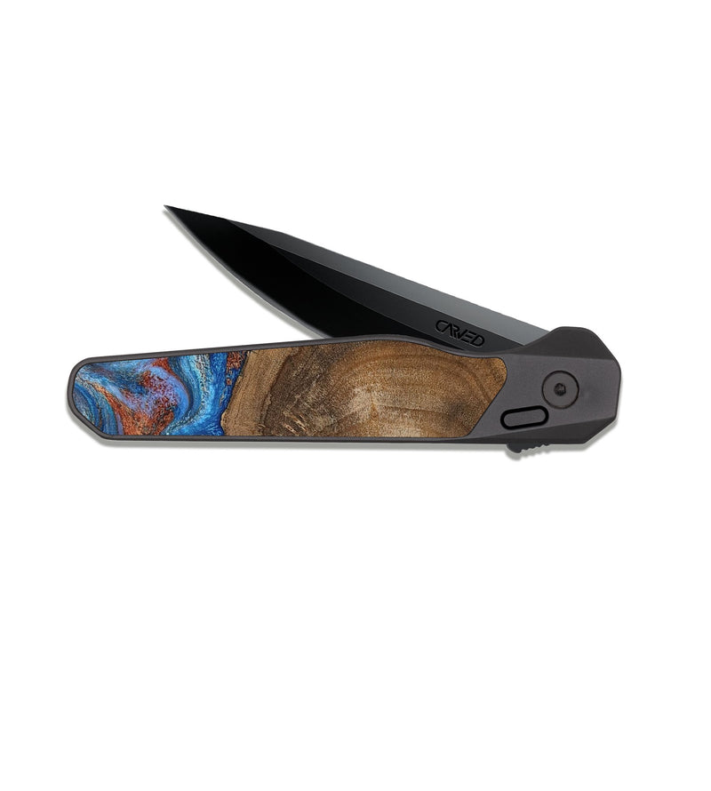 EDC Dark Slate Wood Pocket Knife - Andre (Teal & Gold, 809218)