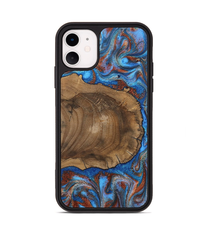 iPhone 11 Wood Phone Case - Andre (Teal & Gold, 809218)