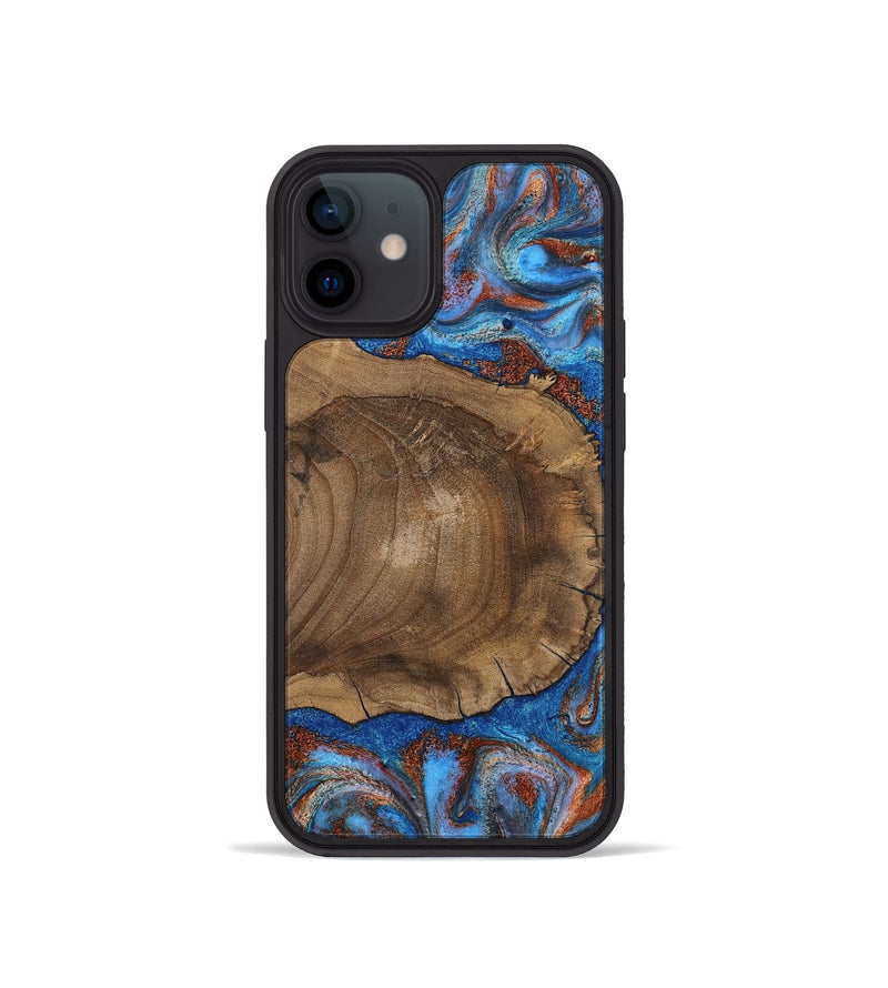 iPhone 12 mini Wood Phone Case - Andre (Teal & Gold, 809218)