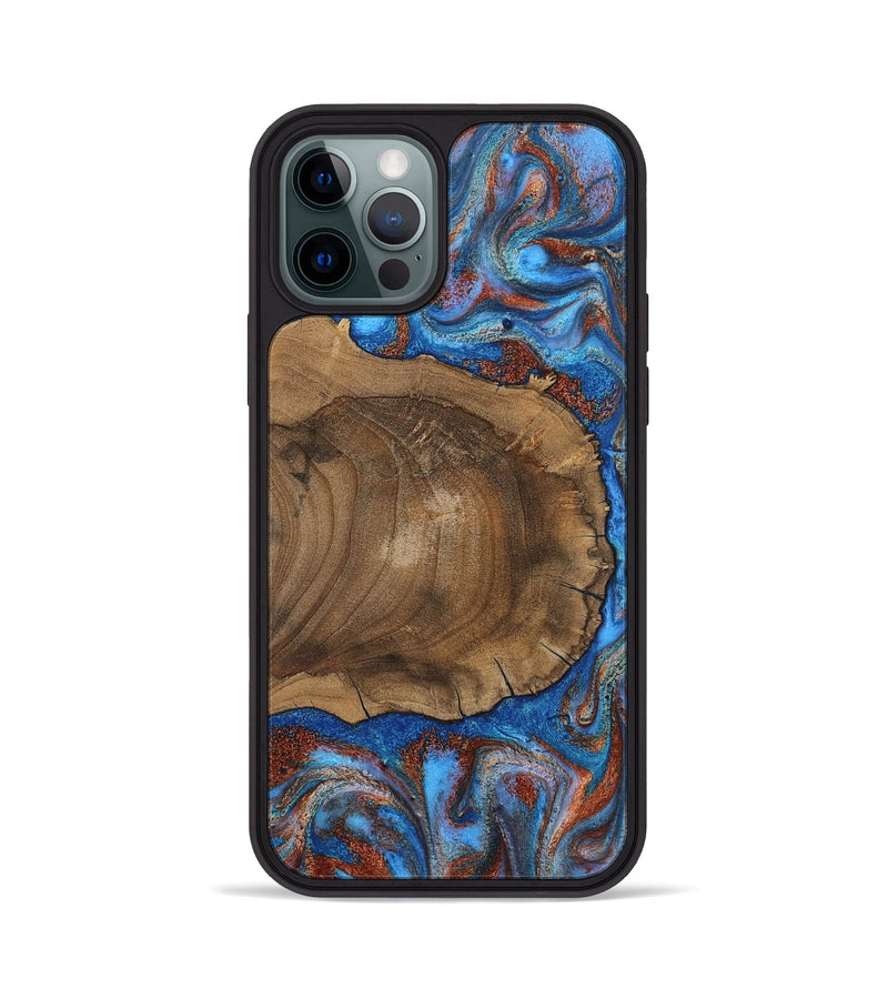 iPhone 12 Pro Wood Phone Case - Andre (Teal & Gold, 809218)