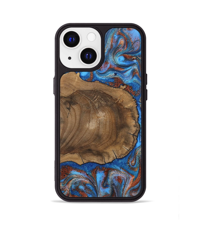 iPhone 13 Wood Phone Case - Andre (Teal & Gold, 809218)