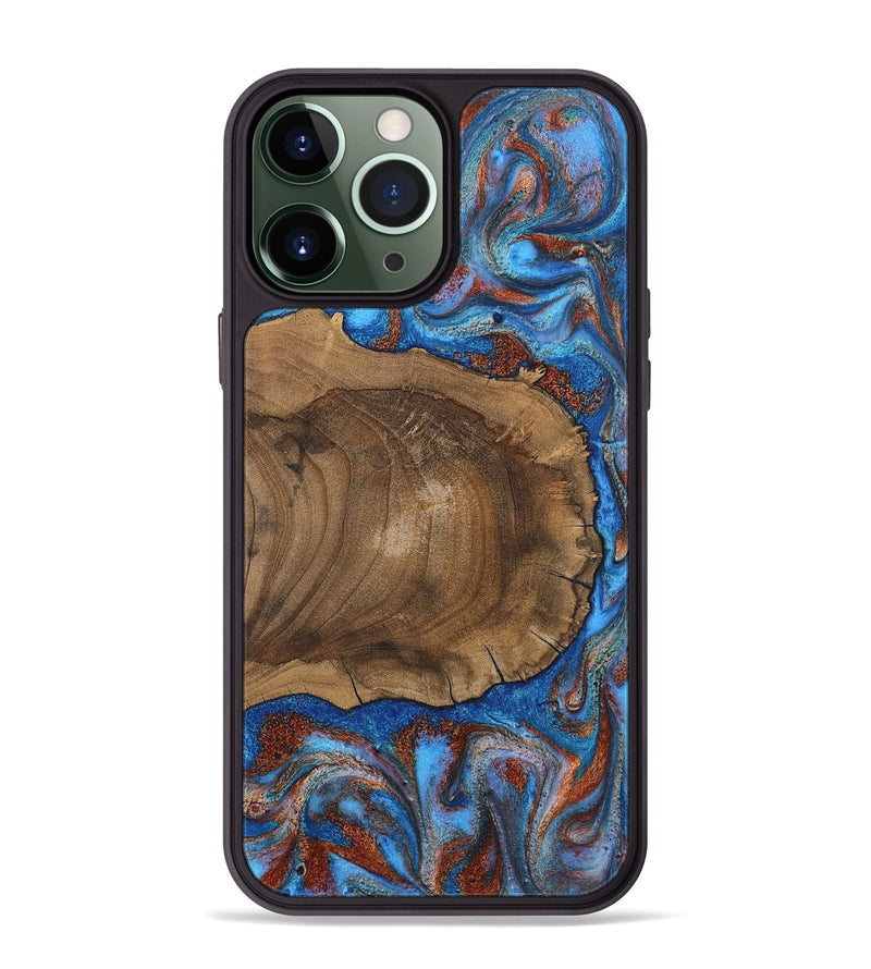 iPhone 13 Pro Max Wood Phone Case - Andre (Teal & Gold, 809218)