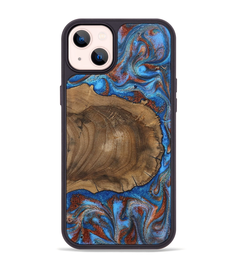 iPhone 14 Plus Wood Phone Case - Andre (Teal & Gold, 809218)