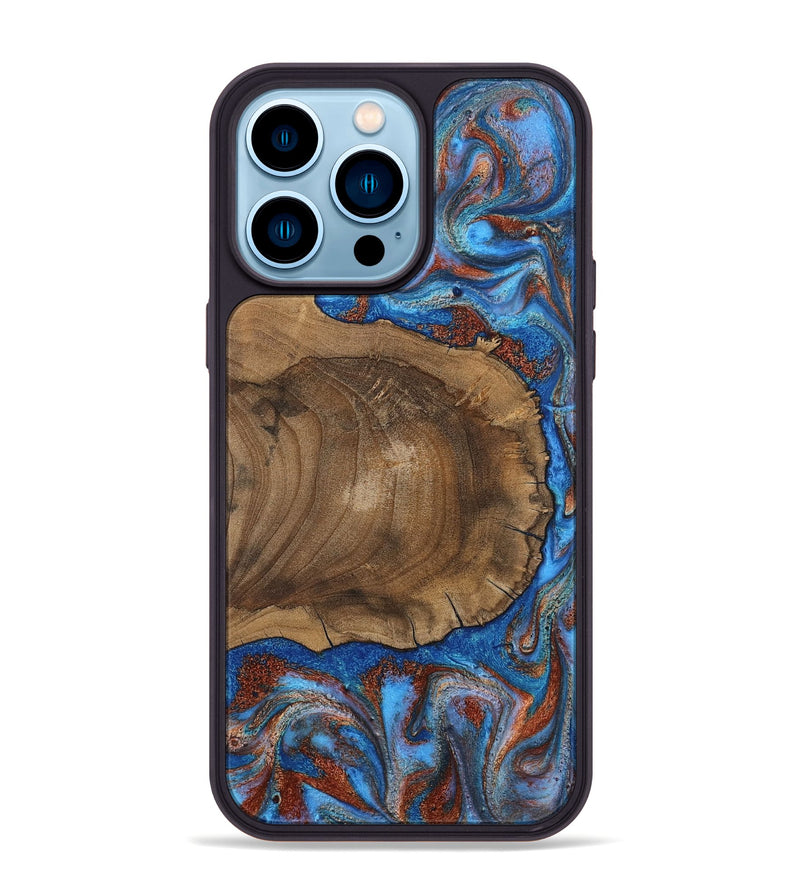 iPhone 14 Pro Max Wood Phone Case - Andre (Teal & Gold, 809218)